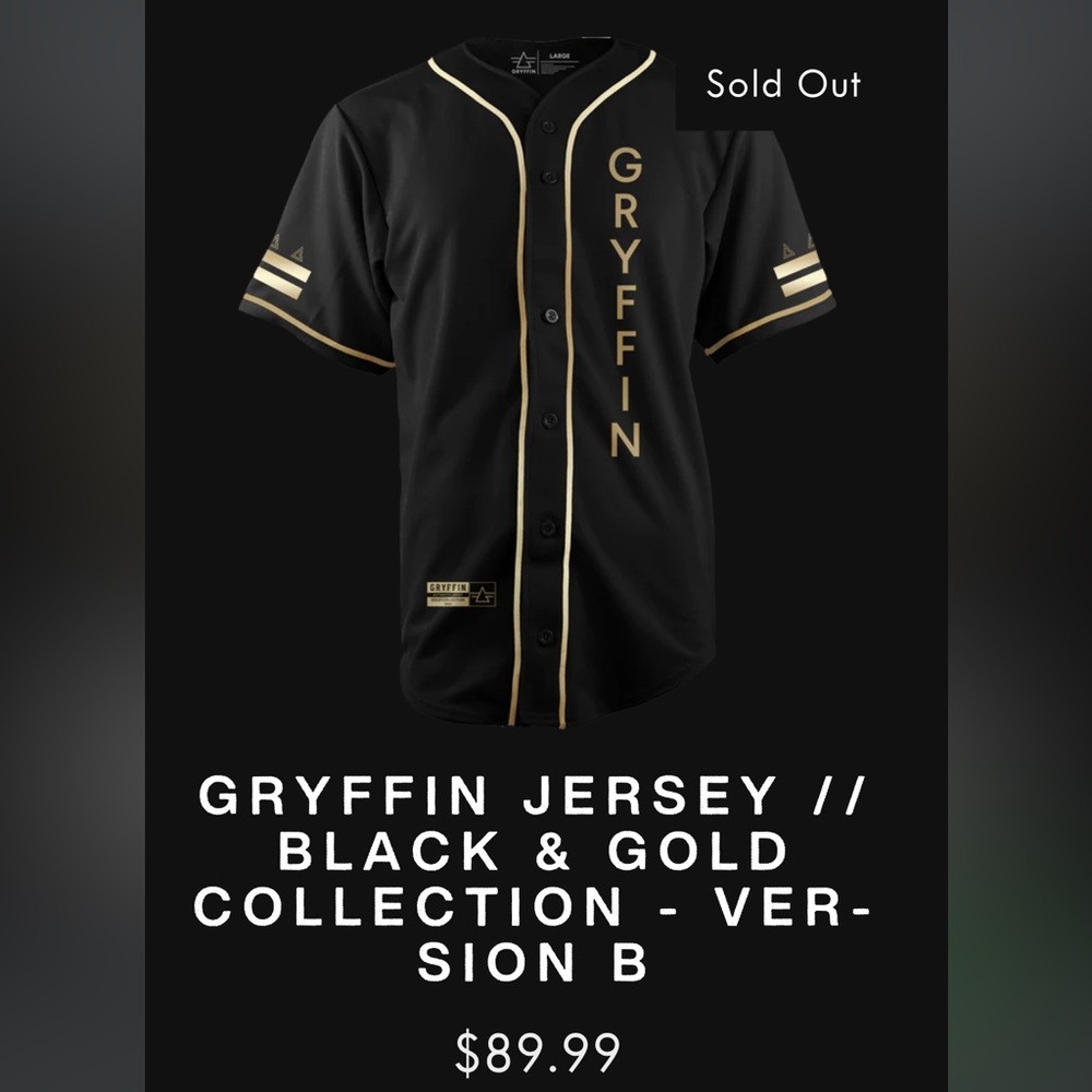 Gryffin Black Gold Rave Jersey XS Like New